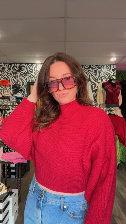 Mallory Mock Neck Cropped Sweater