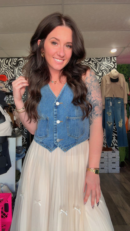 Millie Denim Button Up Vest
