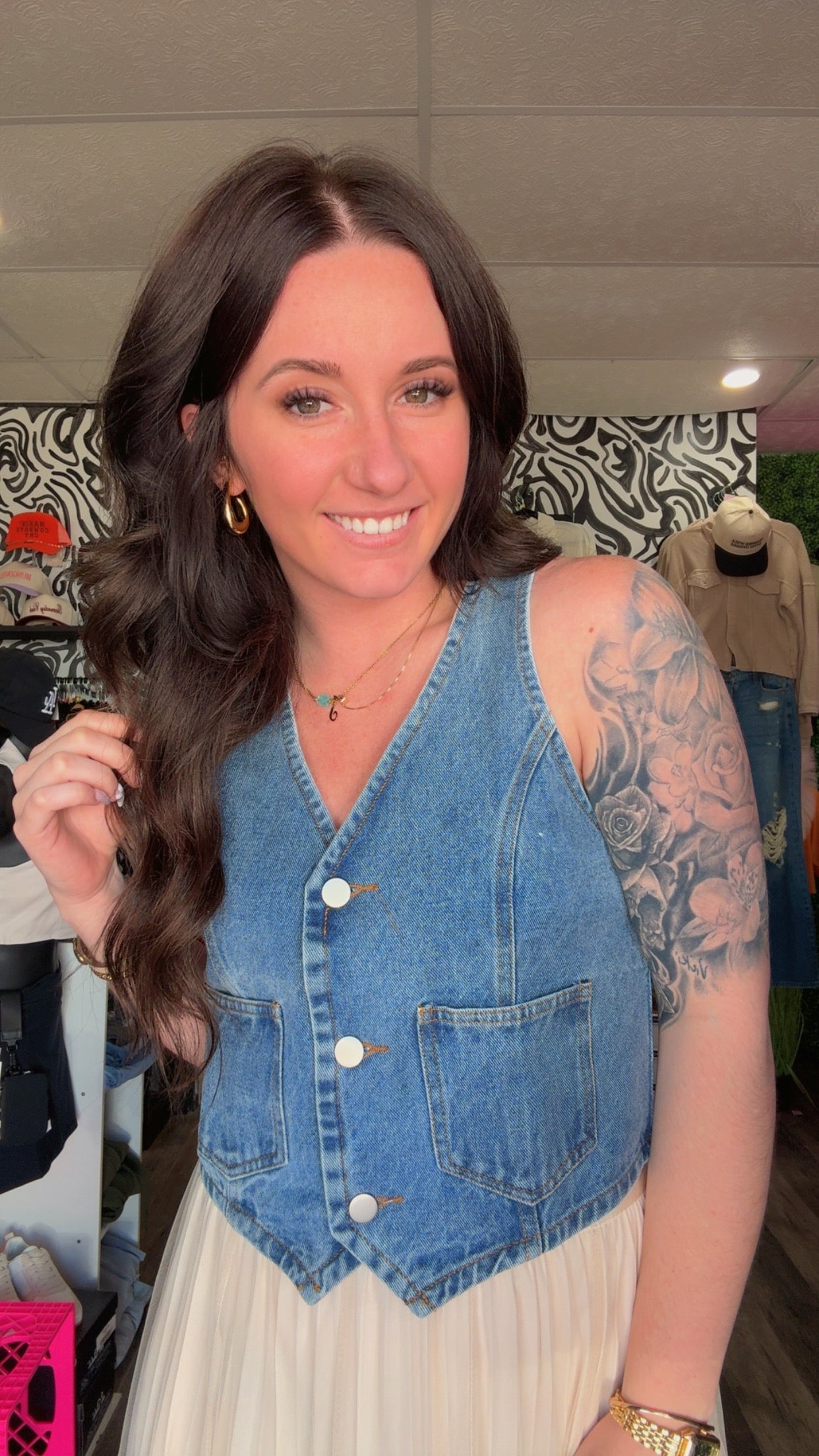 Millie Denim Button Up Vest