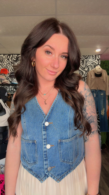 Millie Denim Button Up Vest