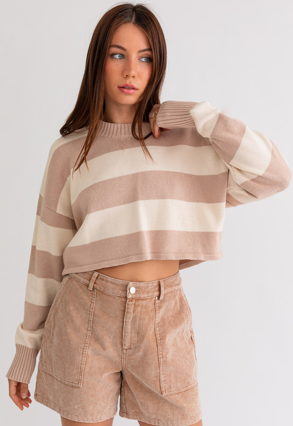 Brynn Crop Striped Sweater