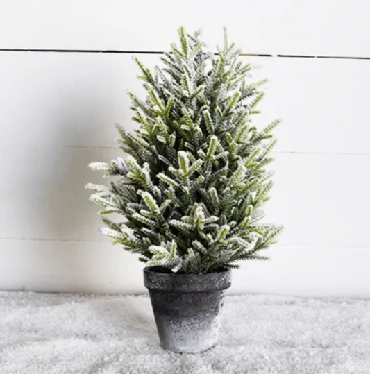 16" FROSTED TREE IN CHARCOAL POT
