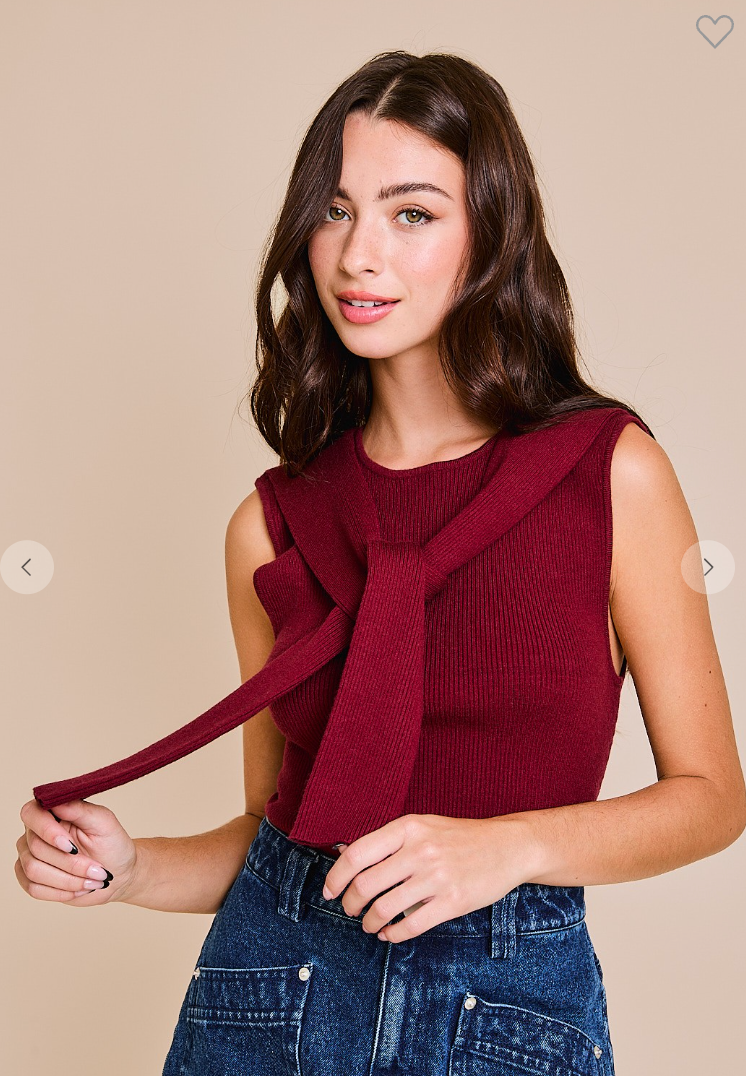 Cathrine Sleevless Tie Detail Sweater