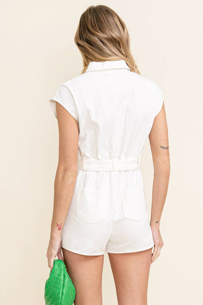 Zayla Zip-Up Belted Romper