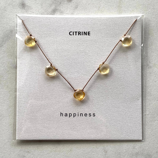 Citrine 5 Stone Necklace- Happiness