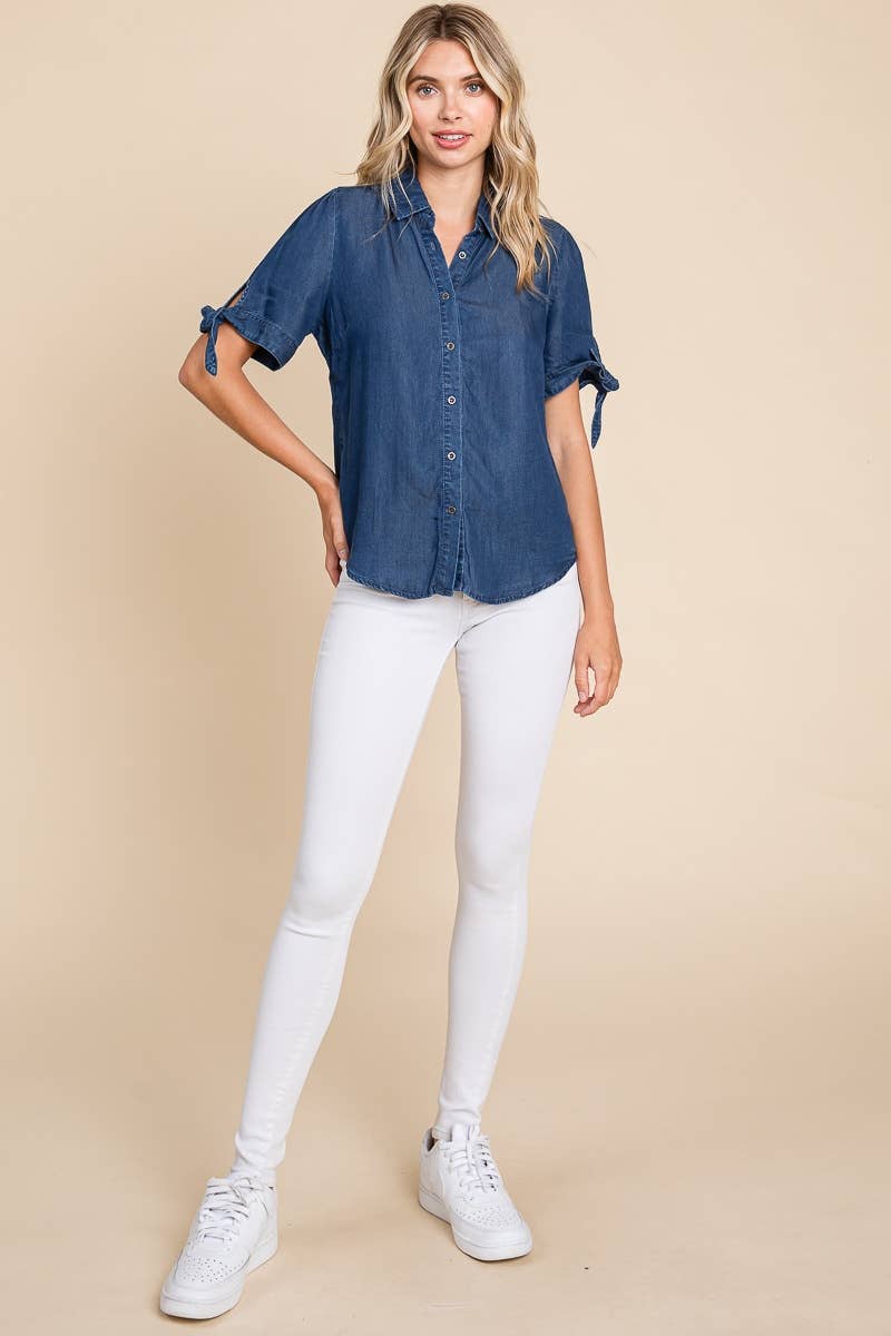 Lyssa Chambray Button Down Top