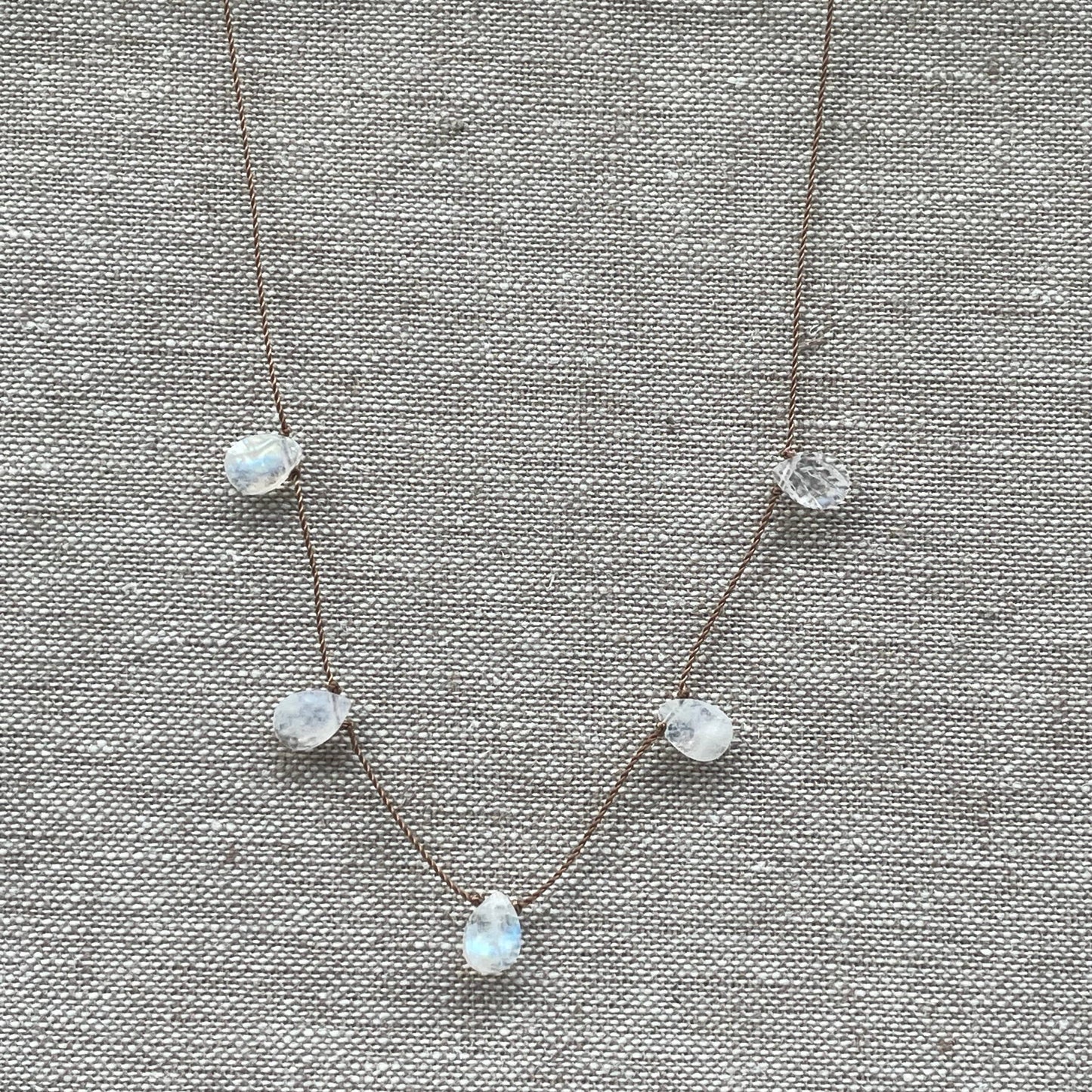 Rainbow Moonstone 5 Stone Necklace- New Beginnings