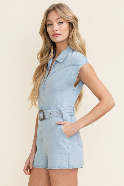 Zayla Zip-Up Belted Romper