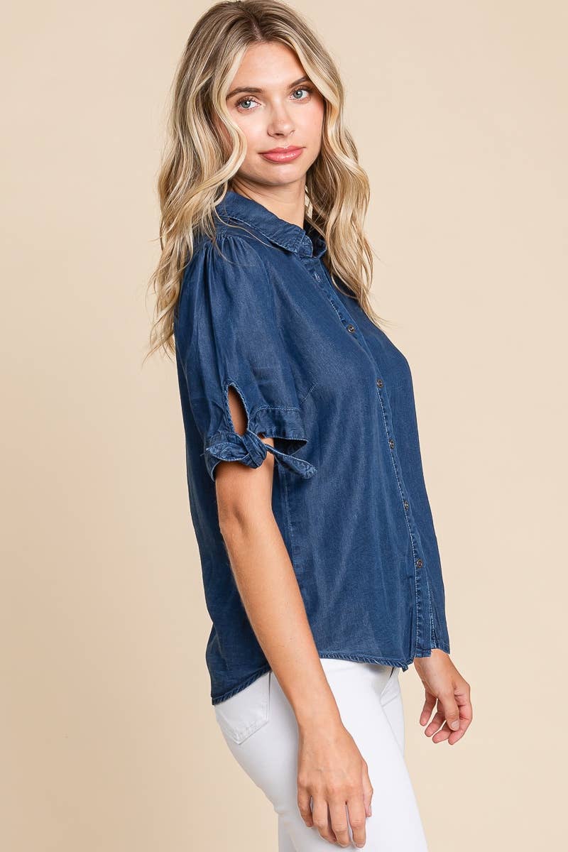 Lyssa Chambray Button Down Top