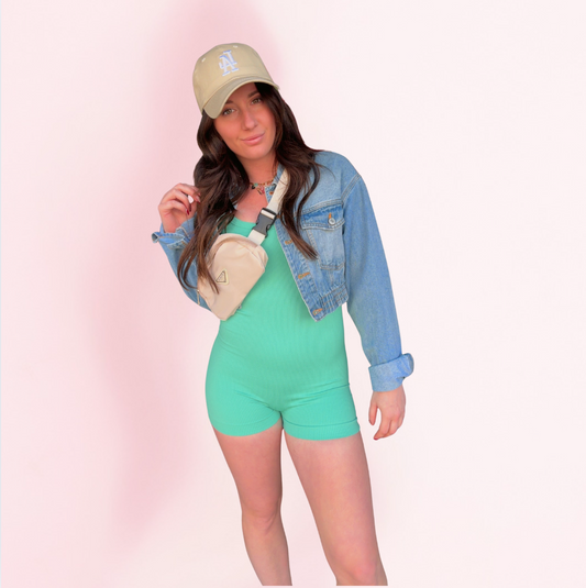 SEAMLESS RIBBED UNITARD ROMPER