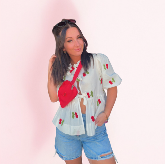 Kori Cherry Tie Top