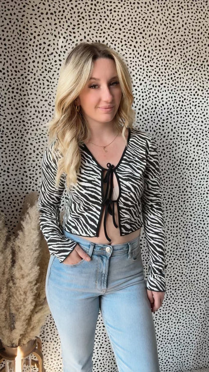 Crossroads Zebra Knit Top