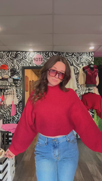 Mallory Mock Neck Cropped Sweater