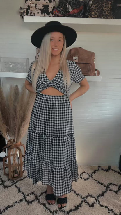 Shelby Twist Cut-Out Ruffle Hem Dress