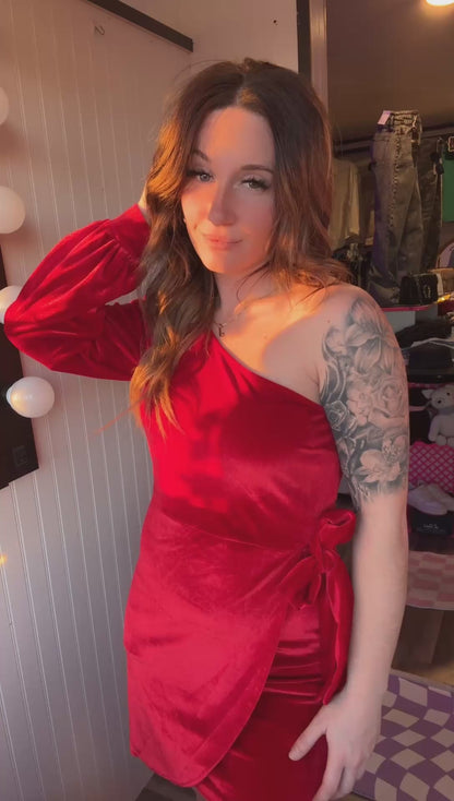 Velma Velvet One Shoulder Dress