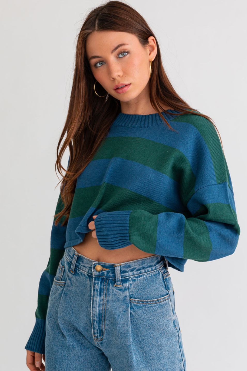 Rena Crop Striped Sweater