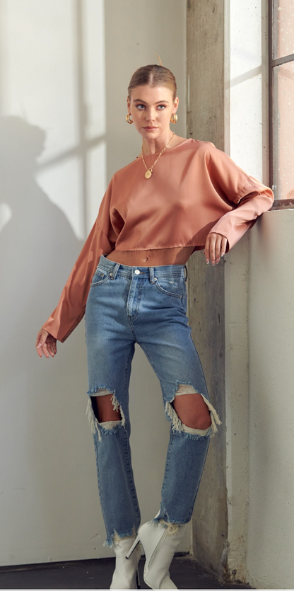 Maysun Straight Leg Distressed Denim