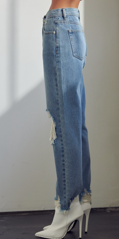 Maysun Straight Leg Distressed Denim
