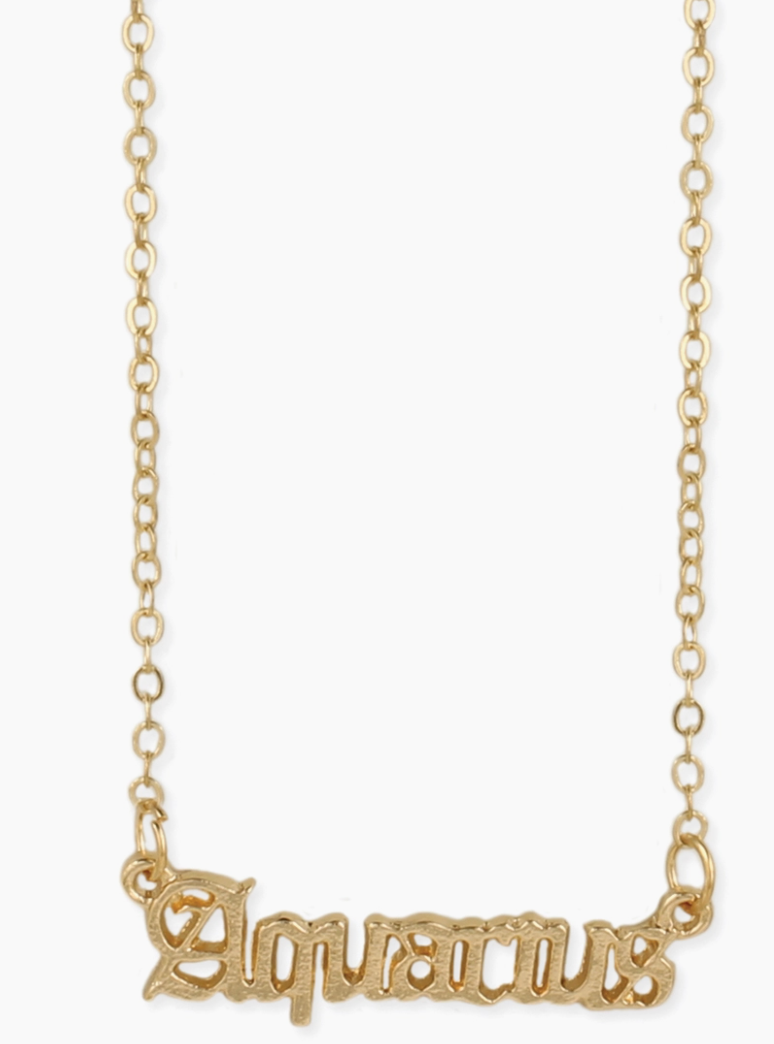 Gold Zodiac Script Necklace