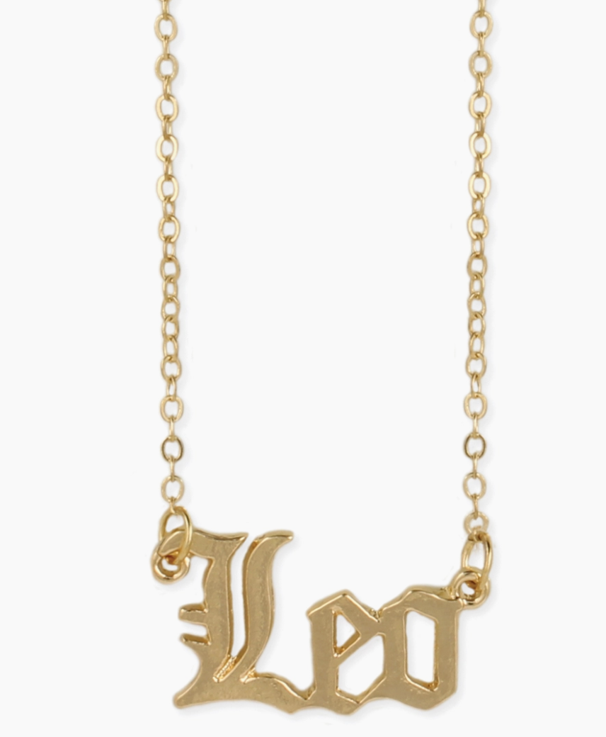 Gold Zodiac Script Necklace