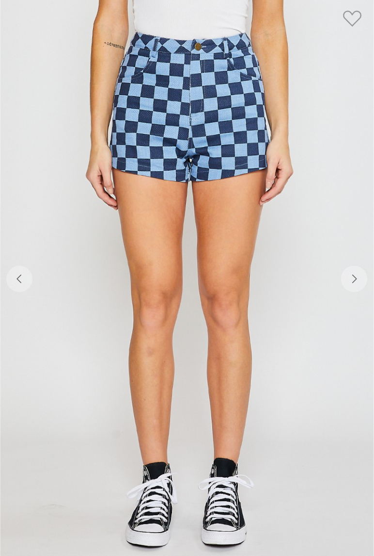 Checked Out Denim Shorts
