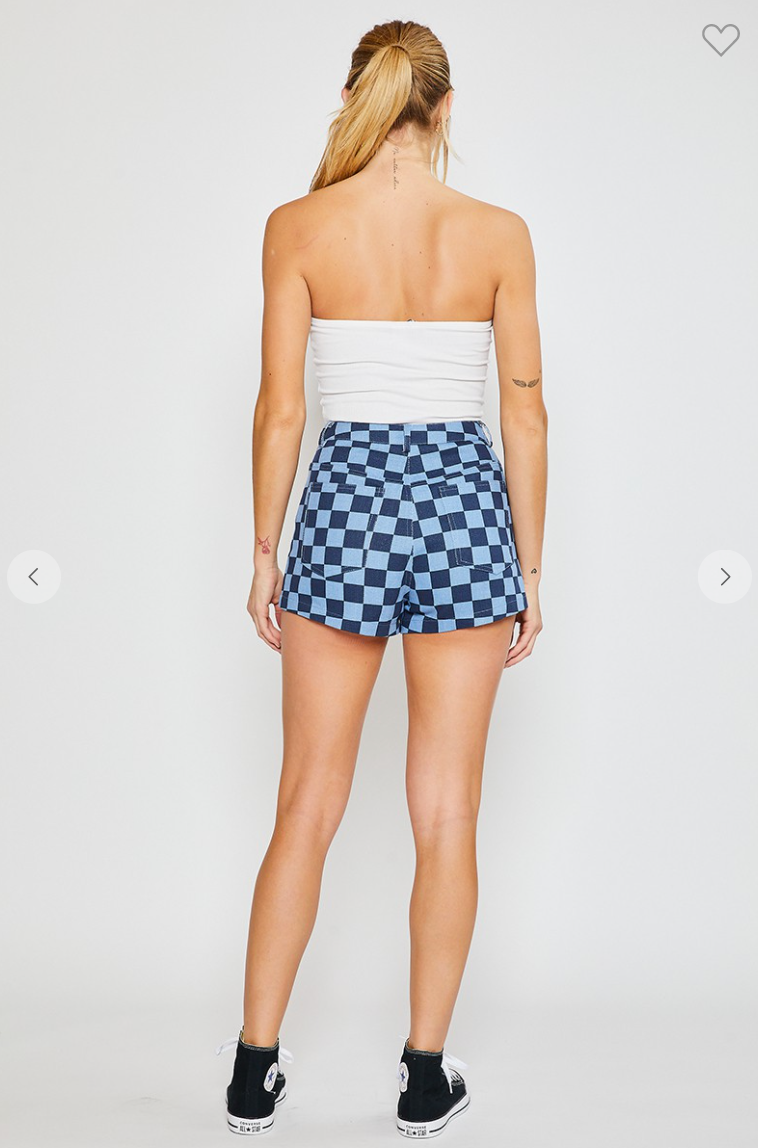 Checked Out Denim Shorts