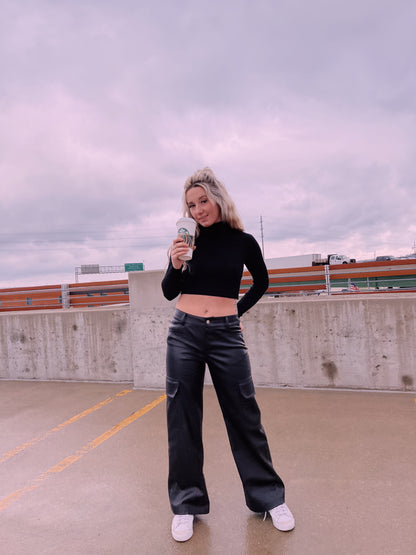 Keep It Real Faux Leather Cargo Pants