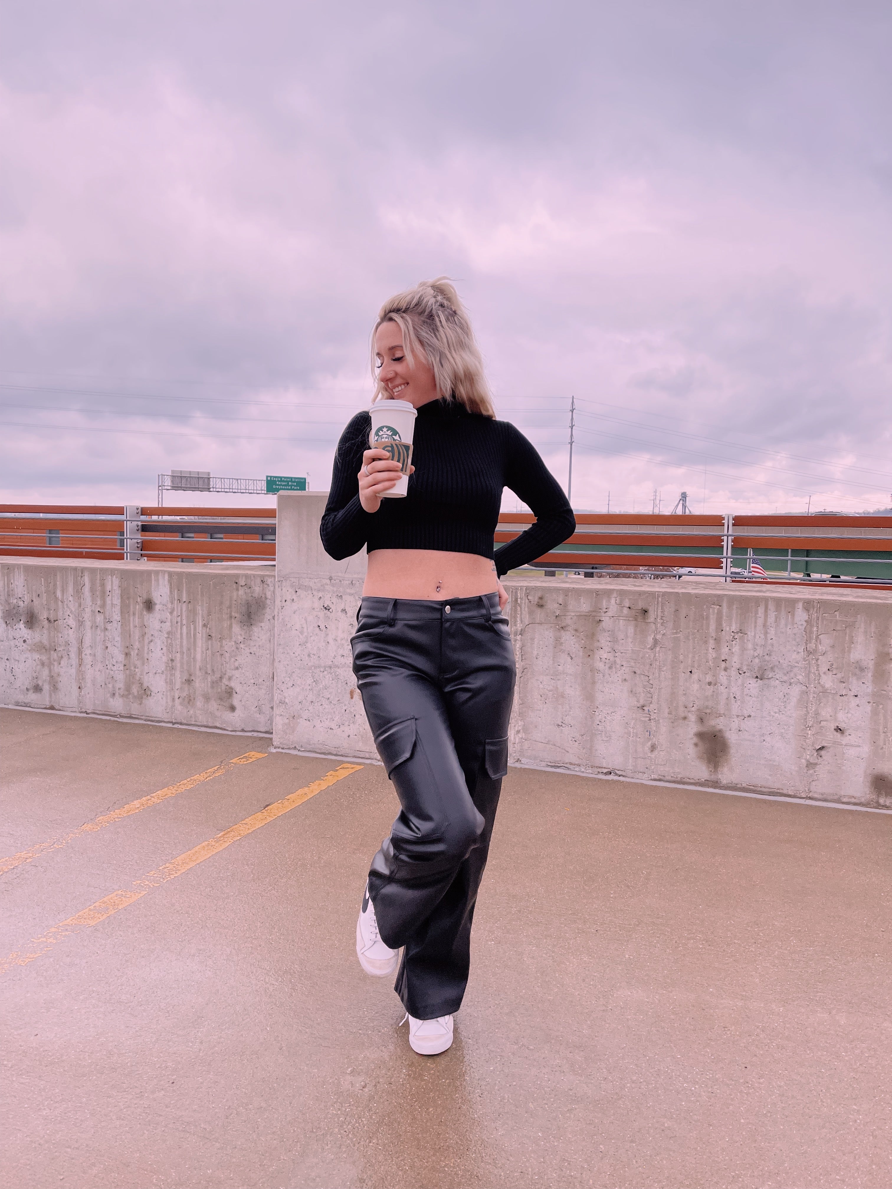 Keep It Real Faux Leather Cargo Pants